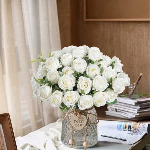 Silk White Rose Bouquet